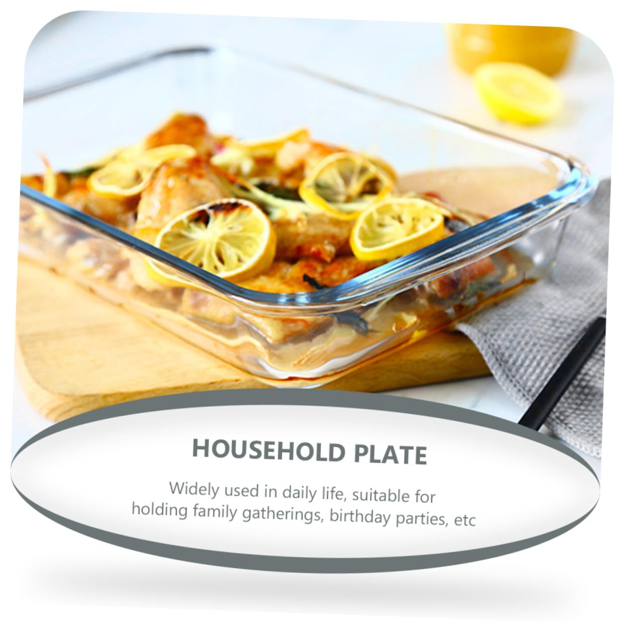 Hitzebeständiges Glas-backblech mit Doppelgriffen Vielseitige Steak Dampfplatte für Ofen Mikrowelle und Spülmaschine Robustes Rostfreies Küchenhelfer-tablett für Western Food und