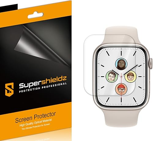 Supershieldz Protector de pantalla diseñado para Apple Watch Series 9/8/7 (1.614 in), protector de pantalla transparente de alta definición (TPU)