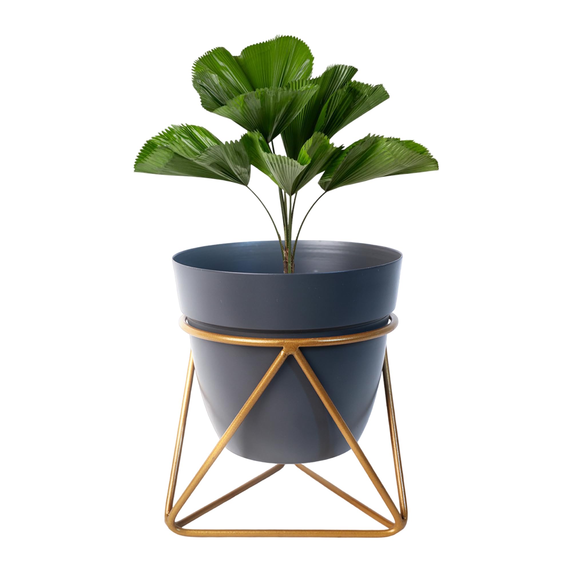Metal Flower Vase Planter - Red & Iron Stand -13