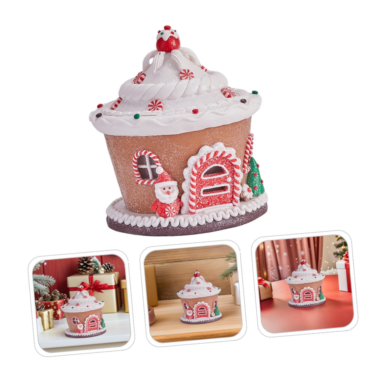 BESPORTBLE Centrotavola Natale Castello in Resina con Luce LED Decorazione Tavolo Festiva per Case di Villaggio Miniatura e Ornamenti Natale Rustici
