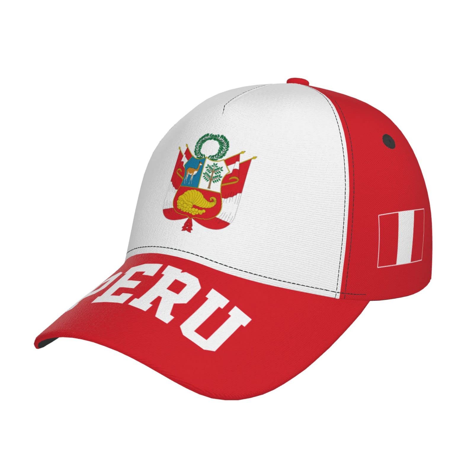 hihihihihihihihi Peru Flag Peruvian Baseball Cap Full Print Adult Men Hat Patriotism Supporter Soccer Caps Black