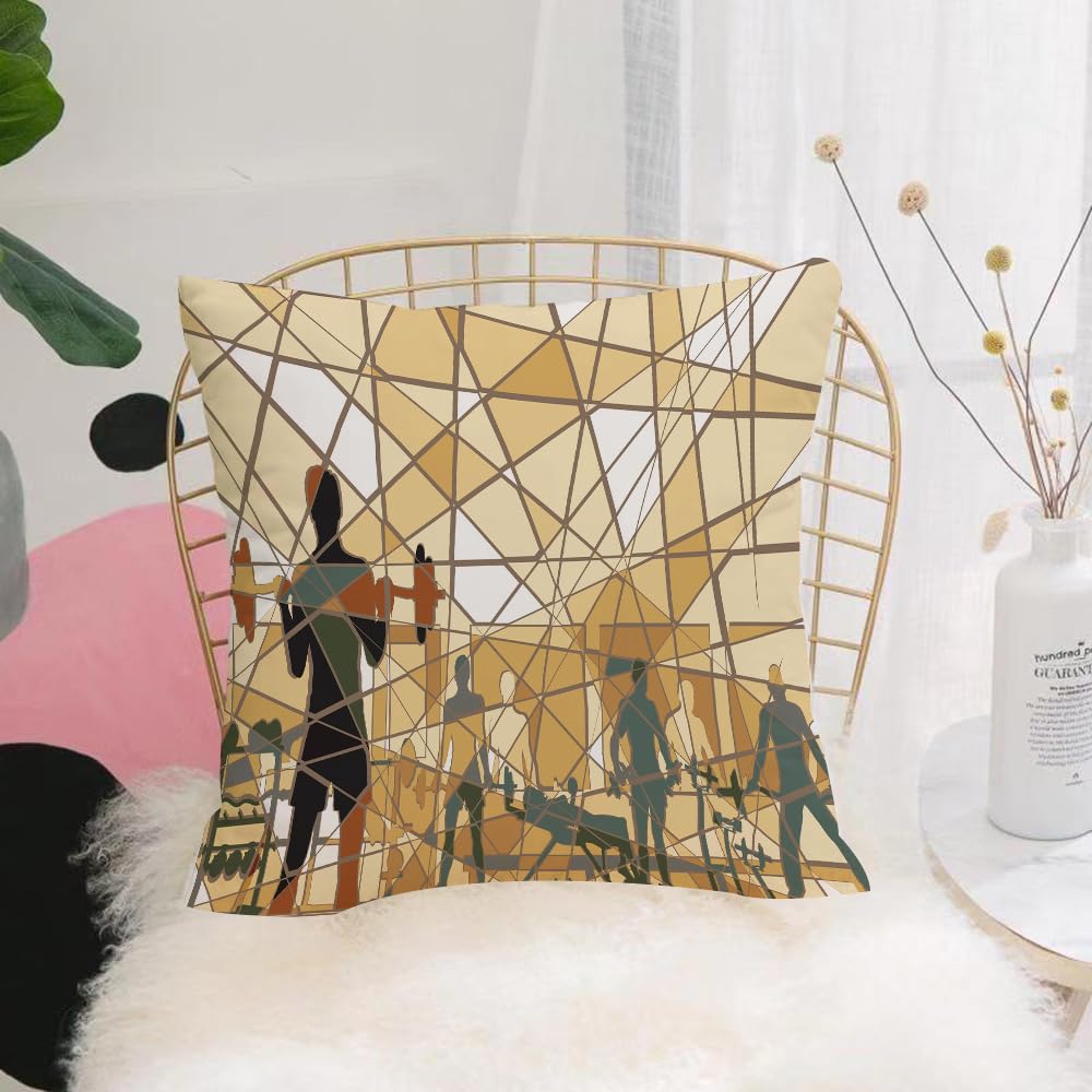 HYOSXW Cushion Cover,Throw Pillow Case Home Decorative for Living Room Bedroom Sofa Chair 16X16 Inch,Illustrated batik mosaic design of people exercising in a gym,Pillowcase 40X40cm