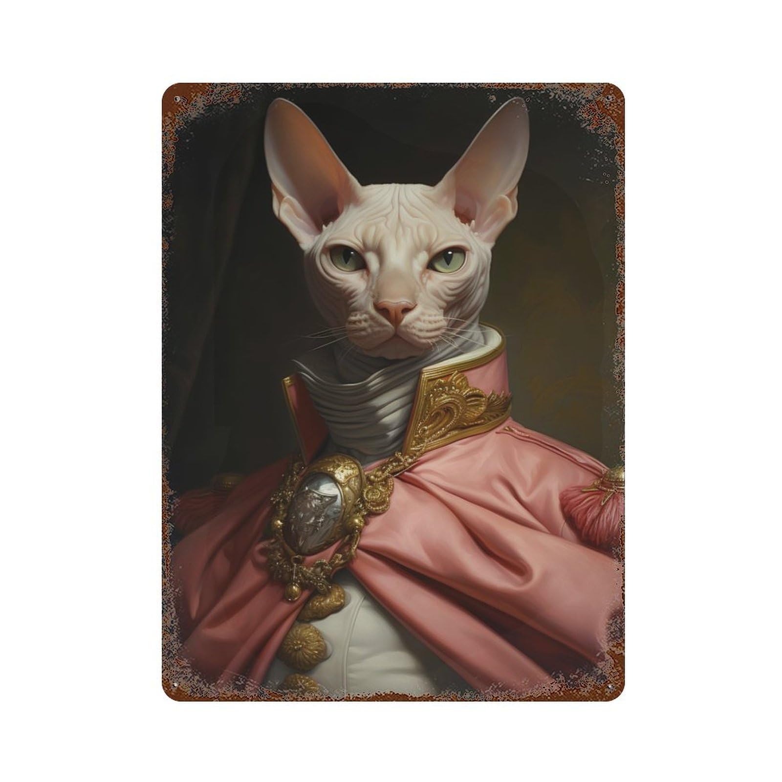 Sphynx Cat King Rusty Metal Tin Sign 15.7"x11.8", for Shed, Workshop And Garage Wall Decor, Novelty Wall Decor