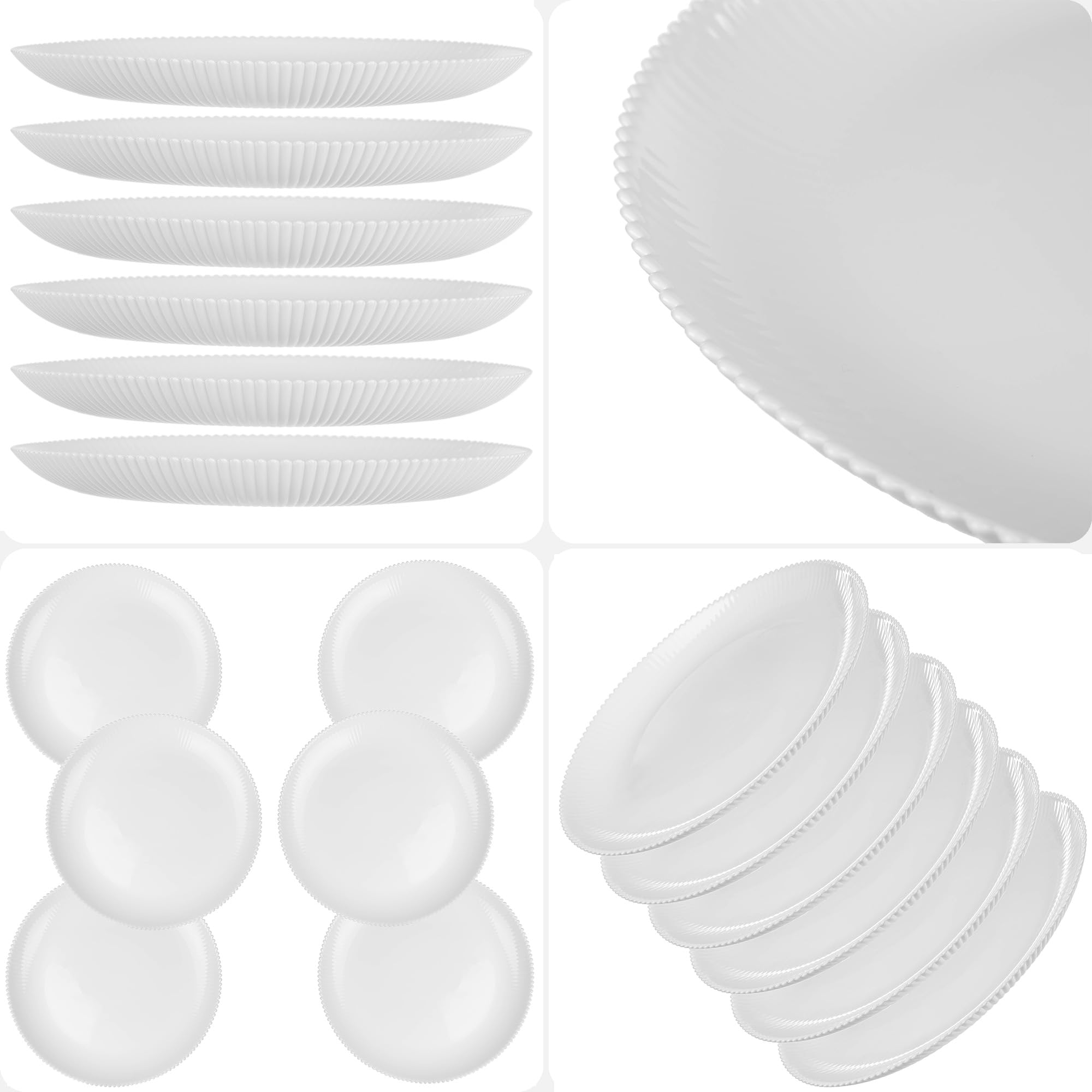 KADAX Platos llanos de 26,5 cm en juego de 6 platos blancos de cristal opal, platos para servir, platos grandes con borde alto, aptos para lavavajillas y microondas (blanco)