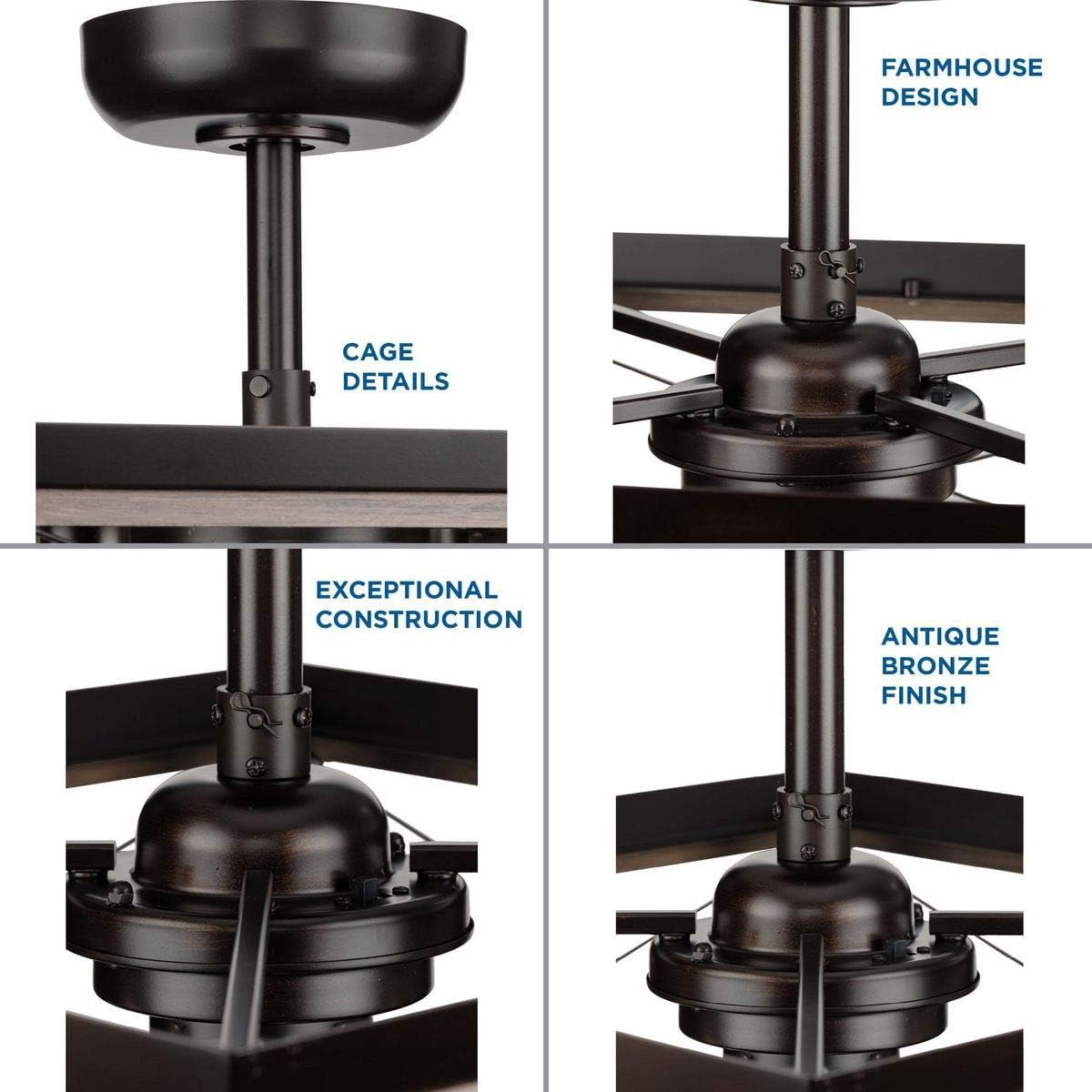 Briarwood Collection 22-Inch 3-Blade AC Motor Farmhouse Ceiling Fan Antique Bronze