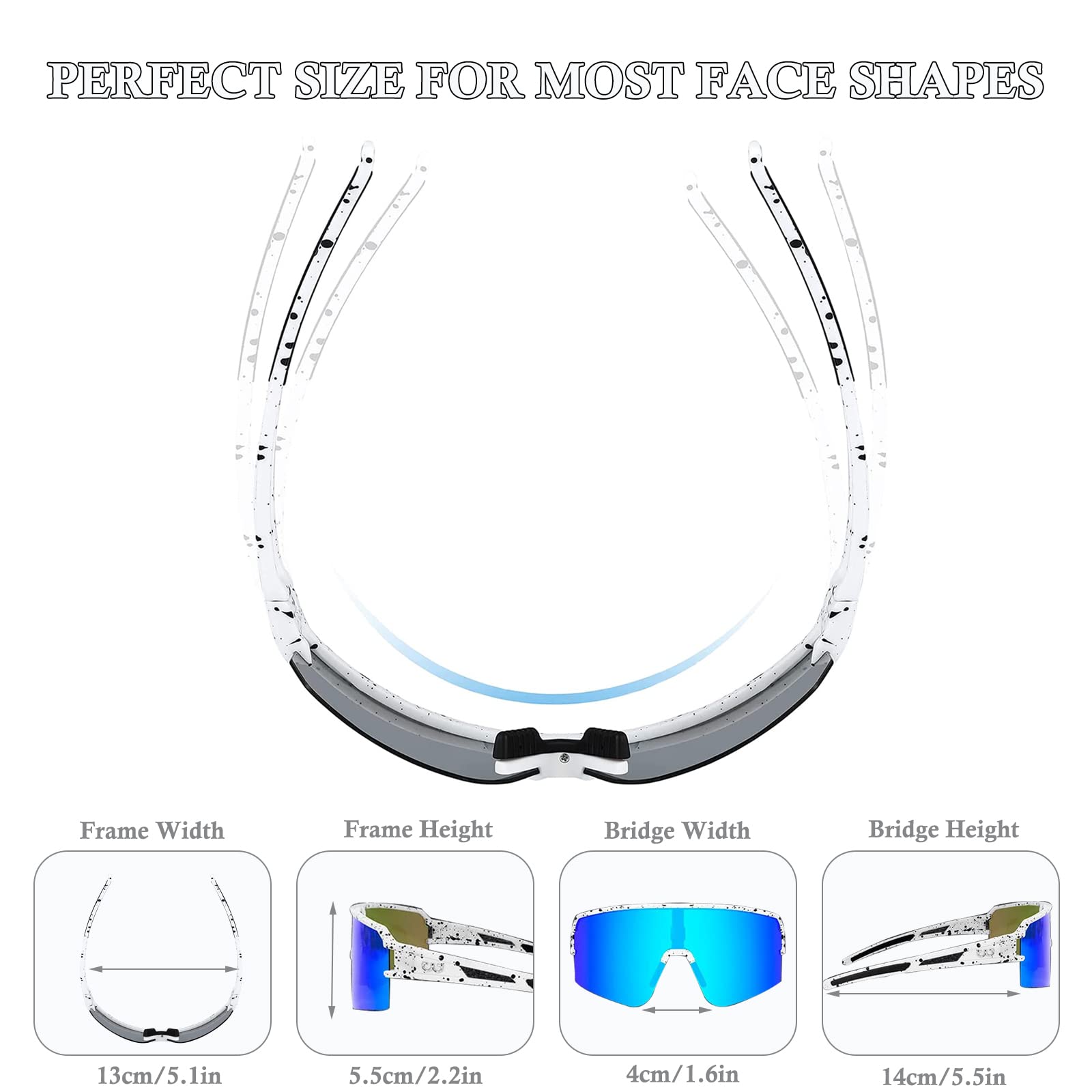 Ruikdly Schnelle Brille Rave, Sportbrille Polarisiert, Sonnenbrille Fahrradbrille für Herren Damen UV 400 Schutz, Sportbrille für Outdoorsport Radfahren Fahren Laufen Golf Ski Bergsteigen Angeln