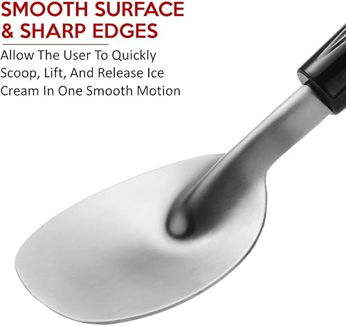 Miniatura 4 de Pala de helado – Paleta de helado de acero inoxidable para helado duro o cremoso – Cuchara de helado con mango de plástico cómodo – Pala de helado