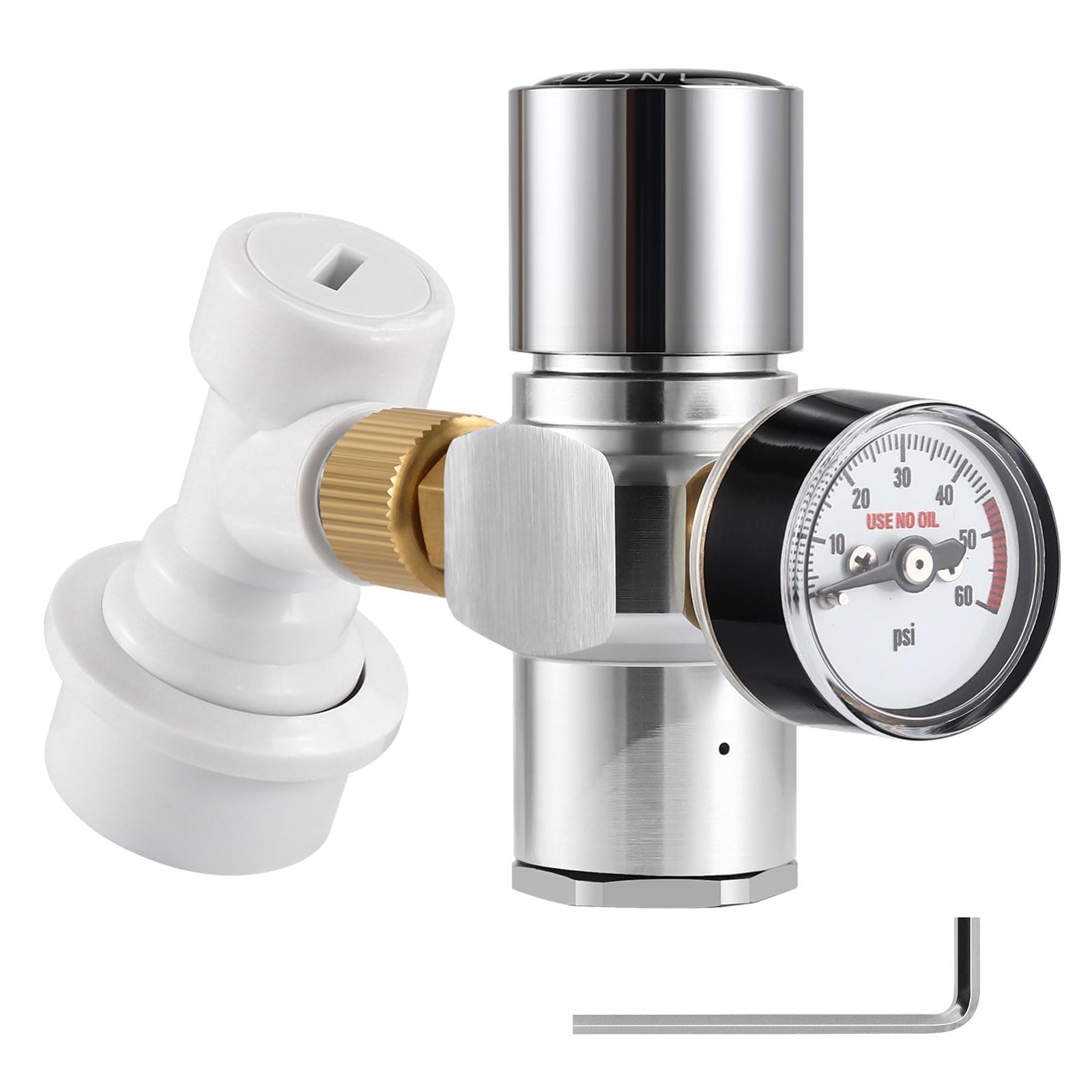WELLBOM 0-60 PSI Mini Keg Regulator, Portable CO2 Charger Regulator