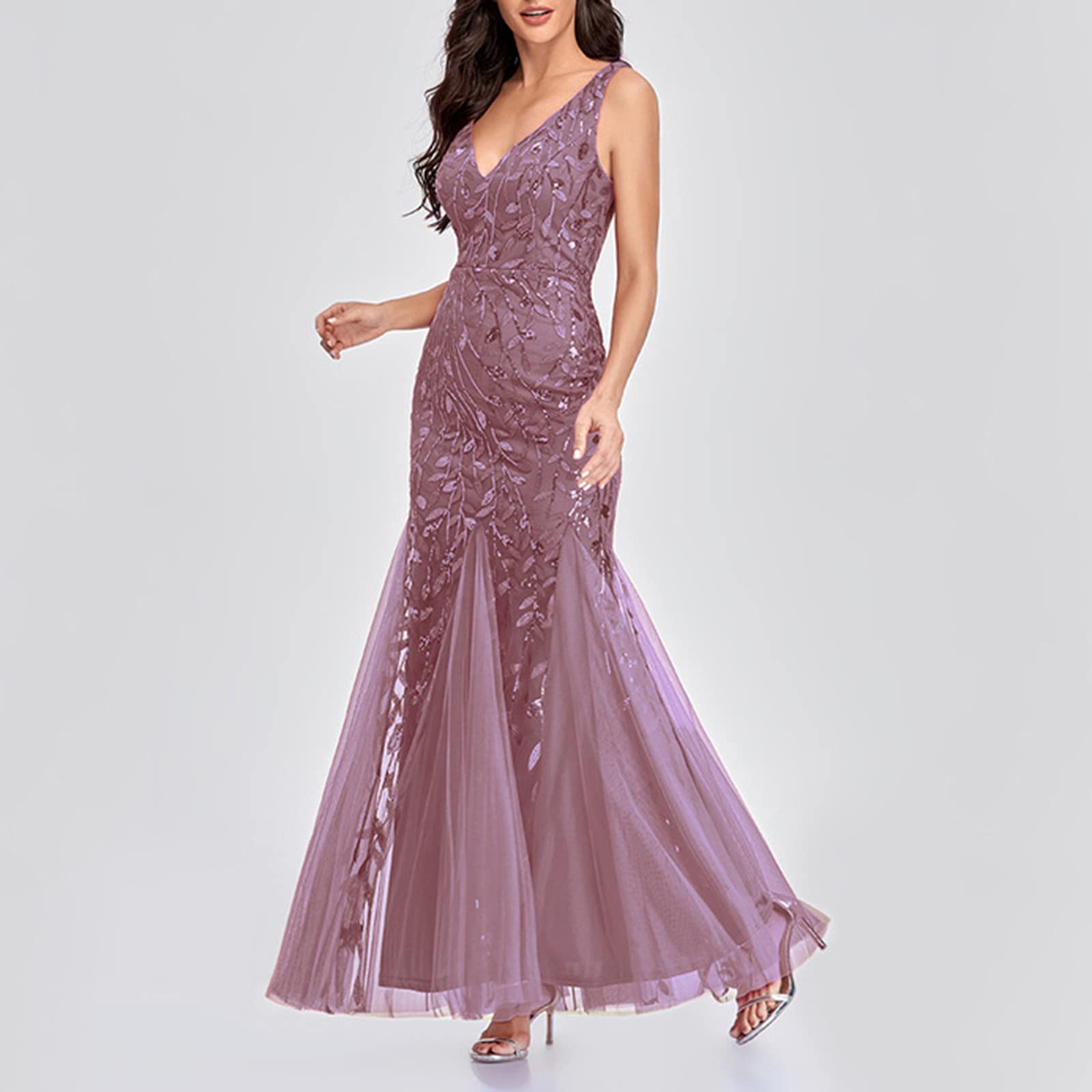 Abiti Donna Cerimonia Eleganti Matrimonio Lunghi Cocktail Party Vestito da Sera Sposa Elegante da Donna Banchetto Formale Cerimonia Abito da Donna Ruffled Abiti Donna Estivi Eleganti