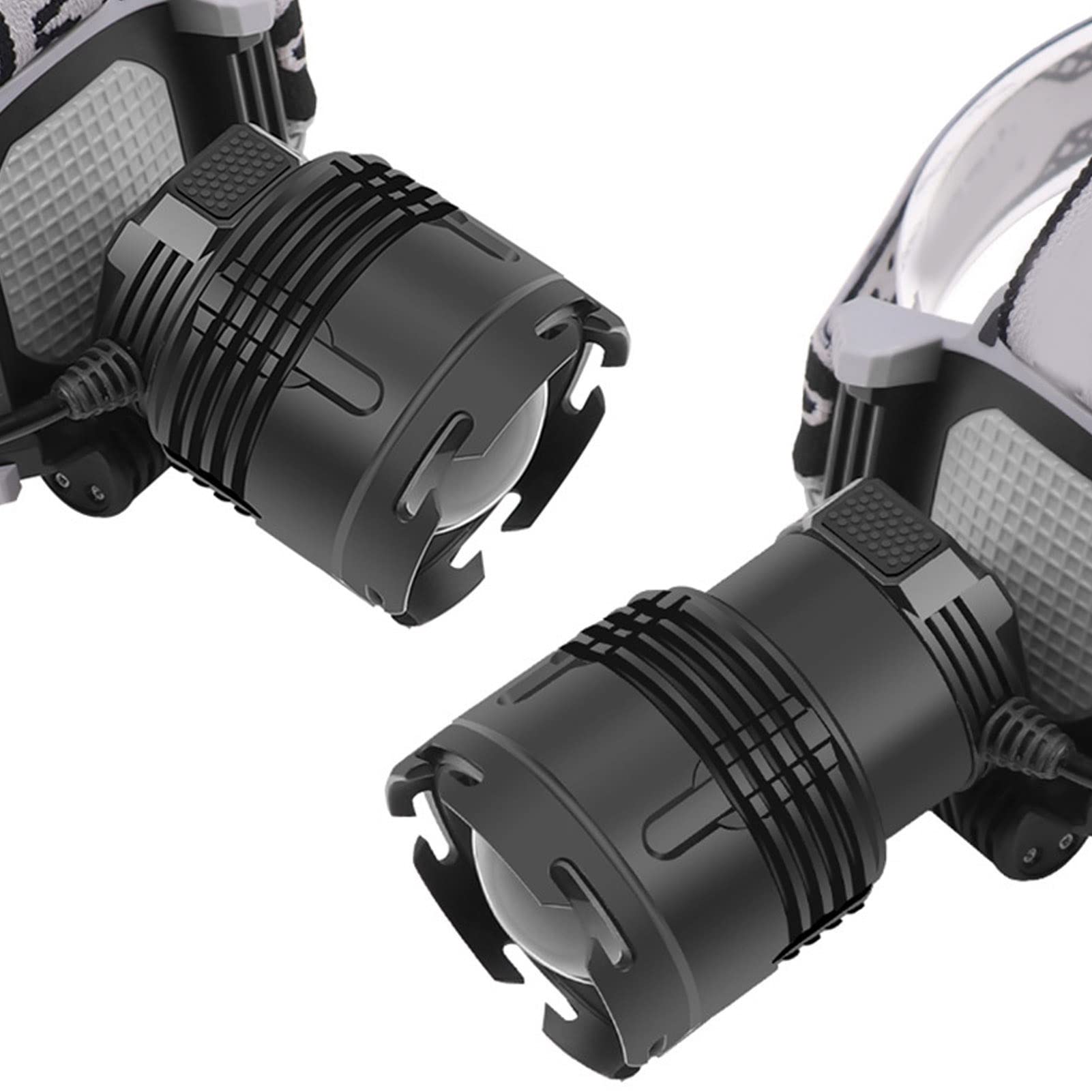 Lampada frontale XHP70 con display digitale, torcia frontale ricaricabile tramite USB, luce da fascia regolabile con zoom da 1800 lm per campeggio, pesca, ciclismo notturno e uso