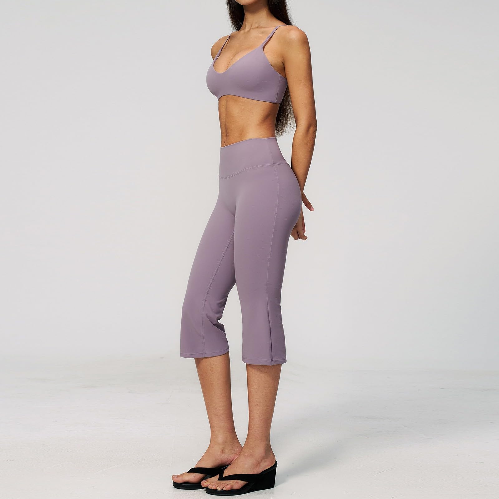 Leggings a 3/4 da donna, estivi, capri, elastici, opachi, lunghi, sportivi, in cotone, a vita alta, per il tempo libero, comodi, taglie forti
