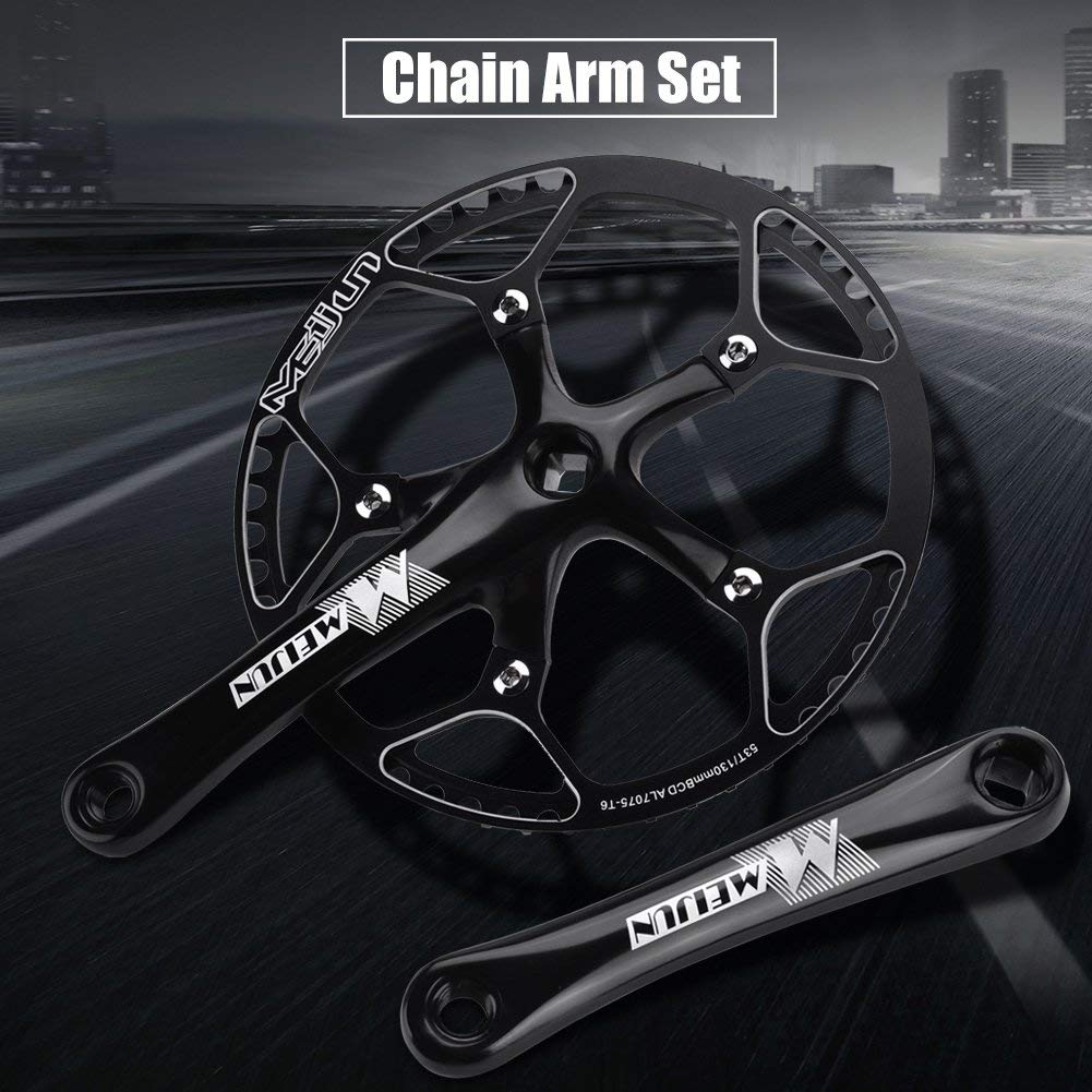 Alomejor Fahrrad Kurbel Set Fahrrad Kurbelgarnitur Aluminiumlegierung Kurbel Set Integral Single Speed ??Kurbel Set f¨¹r Outdoor Mountainbike Radfahren(Schwatz)