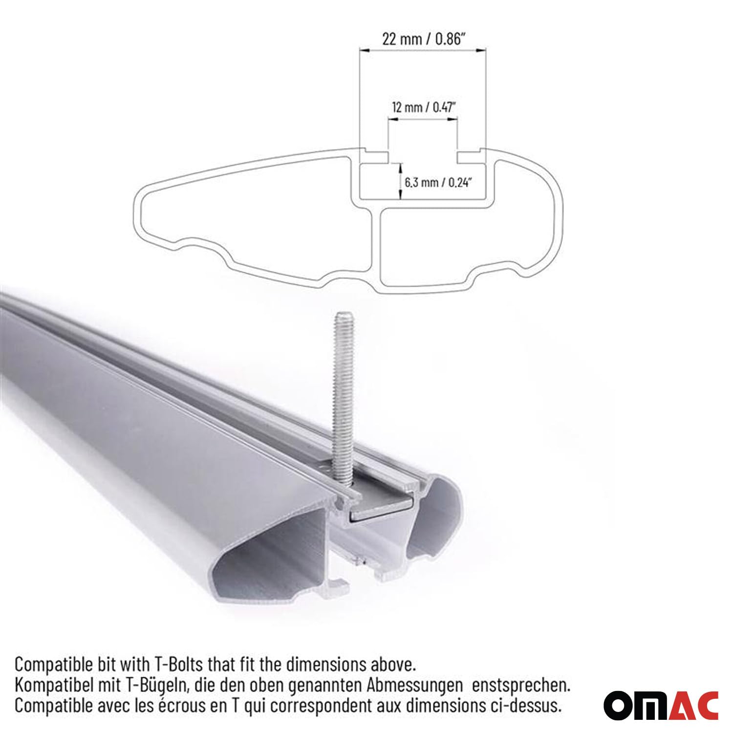 OMAC Ladungsbegrenzer Lastanschläge kompatibel mit Dachträger Einstellbar 4X Set - Auto Aludachträger Load Stopper Transportsysteme Lastanschläge
