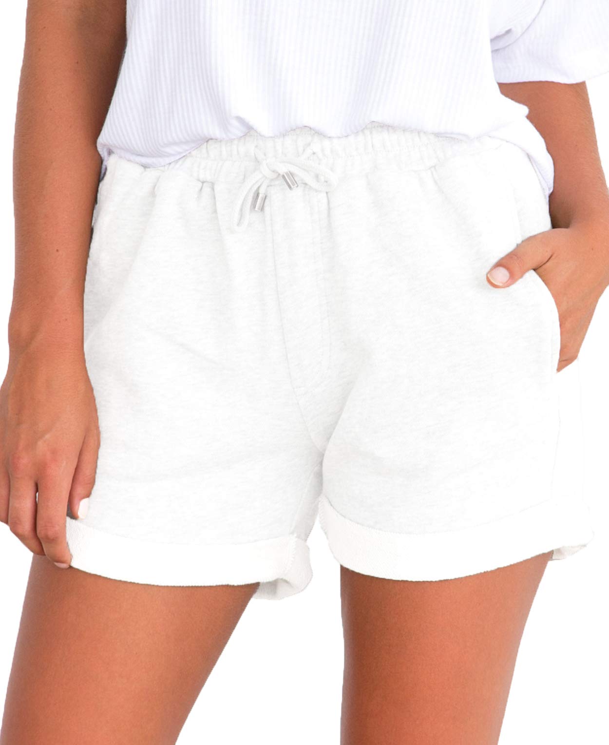 TengoWomen Summer Beach Shorts Juniors Folded Hem Shorts with Drawstring