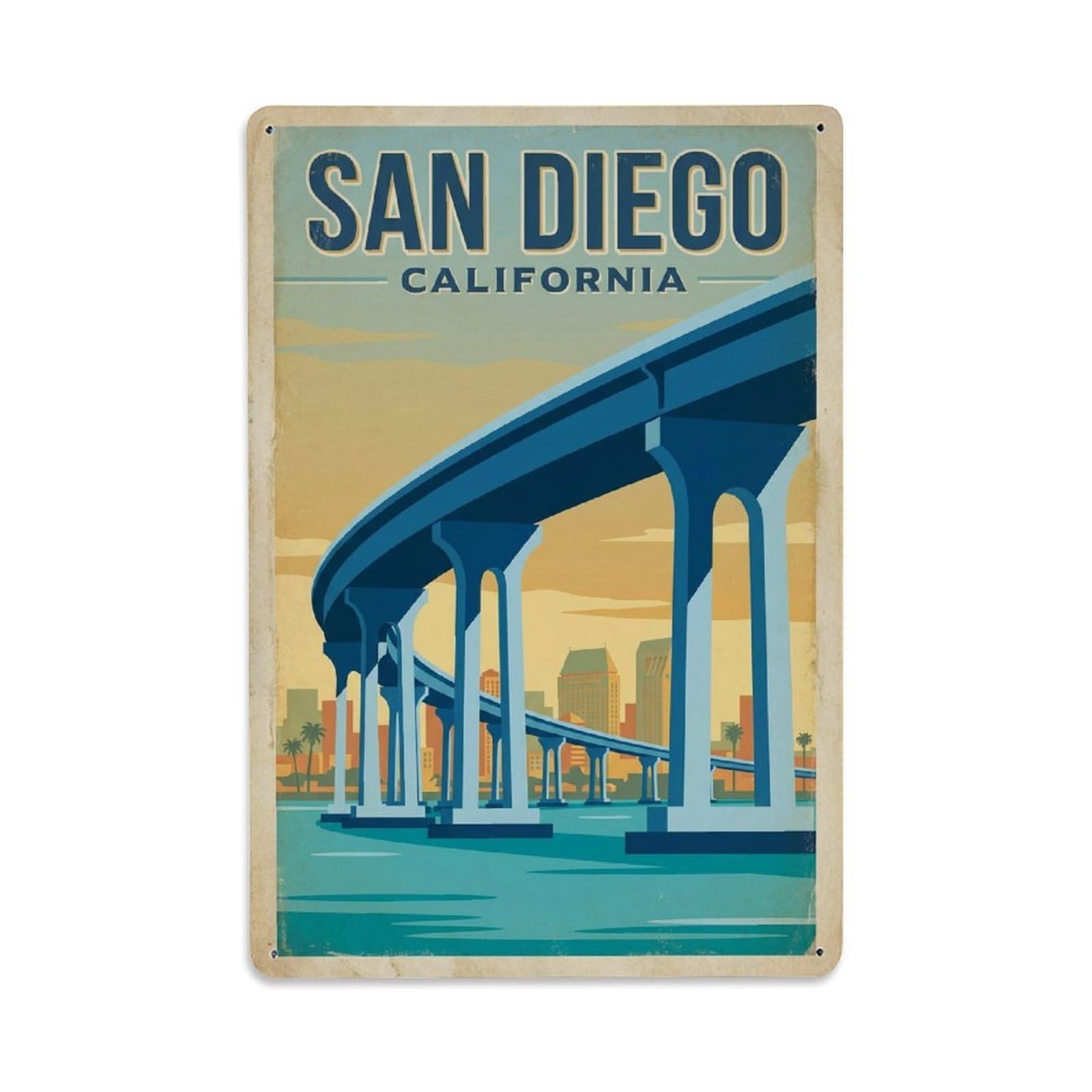 Xanthor Style Retro Travel Usa San Diego Metal Tin Sign