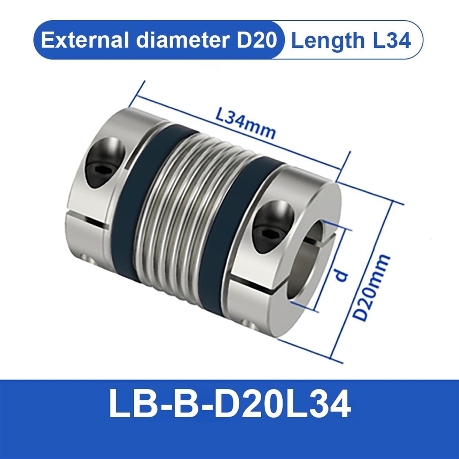 RIQVFAEUN Acoplamento de eixo LB D20L30/34 Acoplador de motor flexível  alumínio de alta elasticidade junta universal 3D Cardan(LB-D-D20L30-4X4) :  Amazon.com.br: Indústria e Comércio