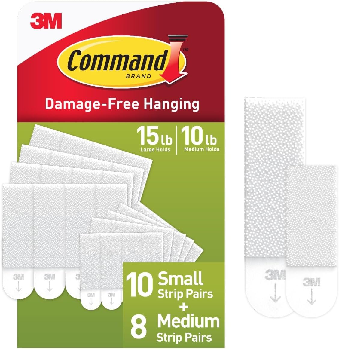 Command, PH203-18NA, Picture Hanging Strips, 10 S Pair, 8 M Pair, Easy Open Package Small & Medium PH203-18NA 18