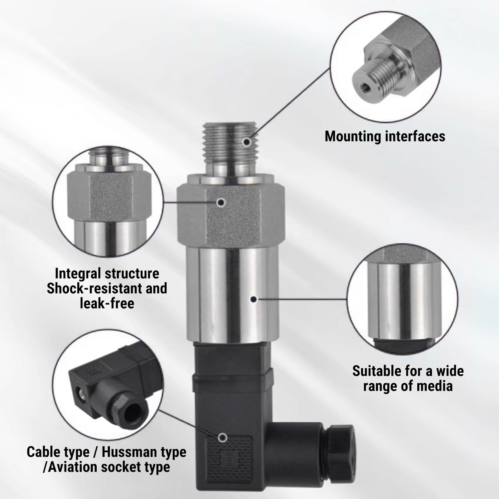 Drucktransmitter Drucksensor, 4-20mA Ausgang G1/4" Edelstahl Stromtyp Drucksensor Silikon Drucktransmitter für Wasser, Öl, Gas, Luft Tankdrucküberwachung(0-1.6MPA)