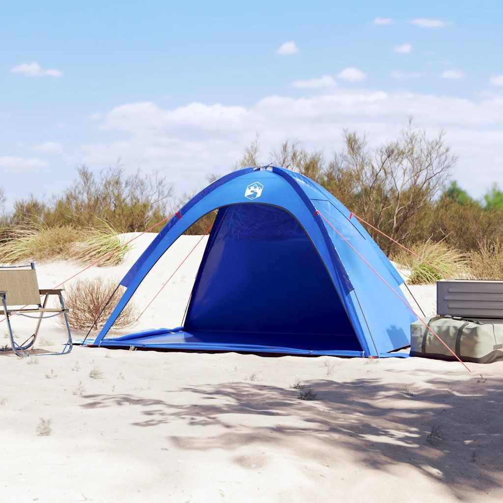 Tenda da spiaggia grigia, 210 x 150 x 130 cm, tenda parasole per spiaggia e giardino, tenda leggera con 2 ingressi, 2 finestre a rete, 4 sacchi di sabbia, picchetti e borsa per il trasporto