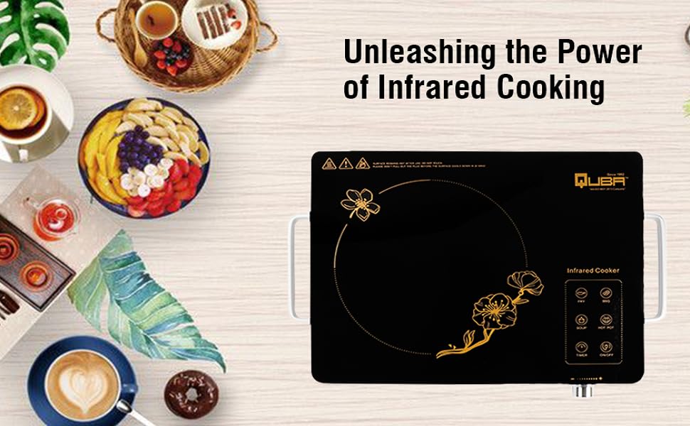 Image of Quba Infrared Induction Cooktop with timer function 2200w With Cooking Grill Radiant Cooktop (Black, Touch Panel)