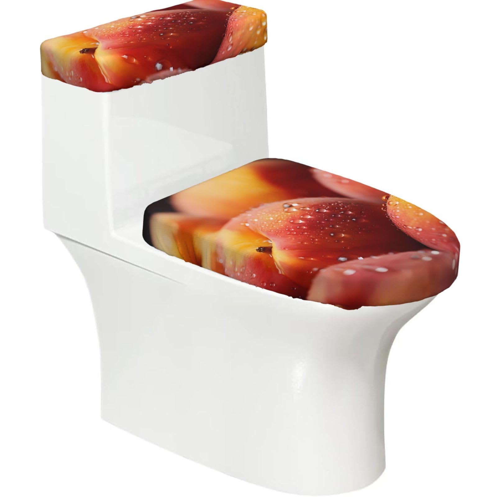 Mrowyc Black Peaches Printed Toilet Seat Set - Set Of 2 - Universal Toilet Seat Cover - Housewarming Birthday Christmas Gift