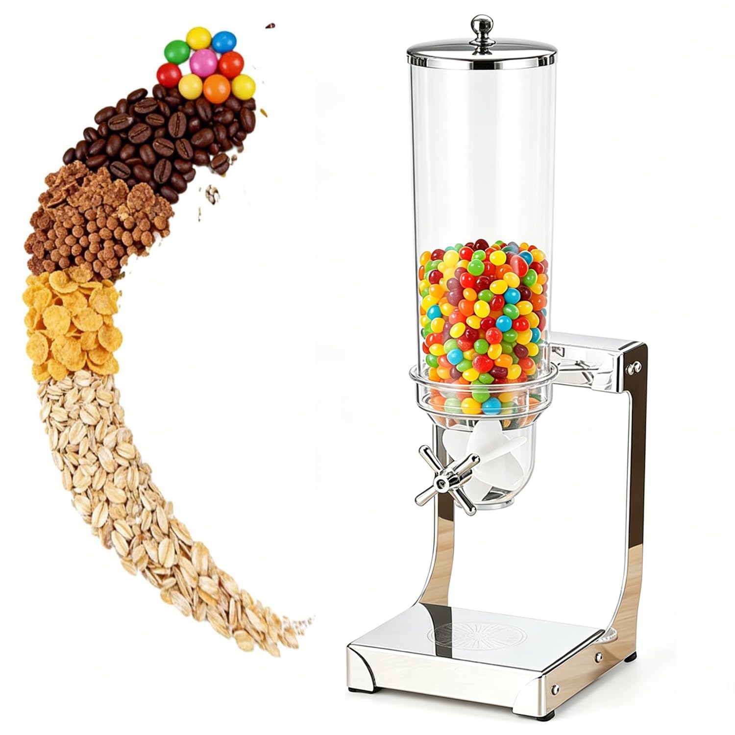 Distributeur de céréales 3,5 L/7 L/10,5 L - Récipient de Stockage en Acier Inoxydable pour Produits secs tels Que Noix, Grains de café, etc. - Solution idéale pour la Cuisine