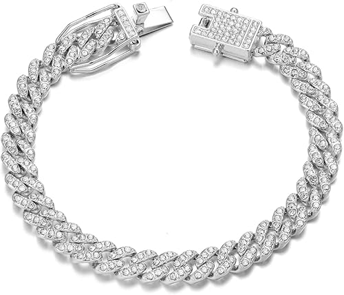 HIPBLING Iced Out Bracelet for Men Cuban Link Watch Bracelets Diamond Miami Cuban Bracelets 13mm 8mm Bracelet Hip Hop Rapper Jewelry Gift for Men