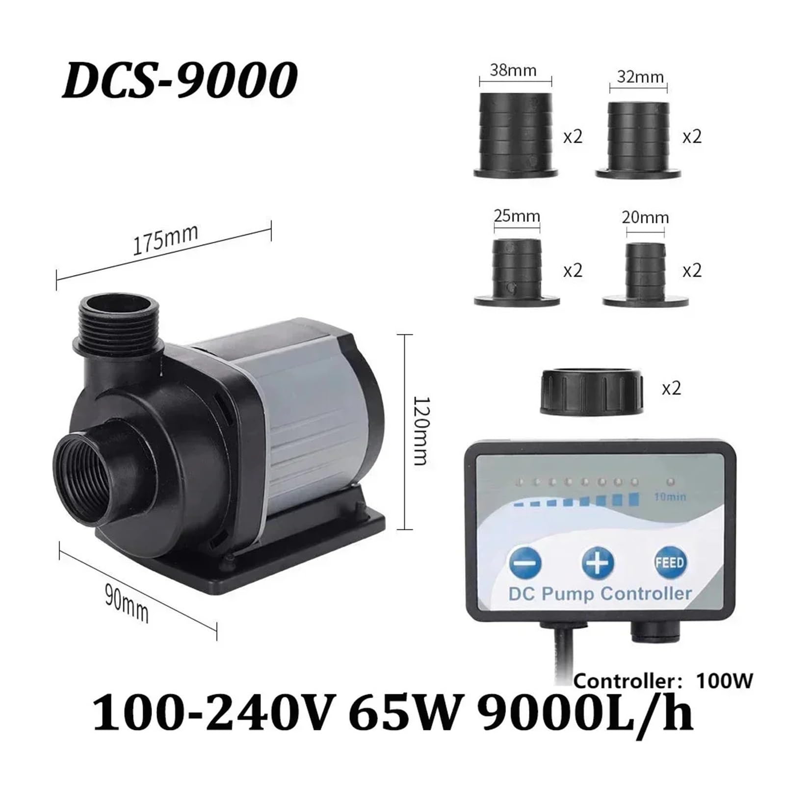 Industrial Water Pressure Diaphragm Pump DCS-9000 Variable Frequency Fish Tank Submersible Water Pump Freshwater Flow Adjustable