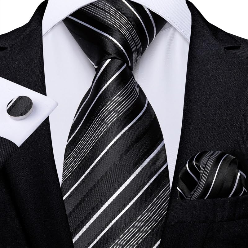 Corbata para hombre 8 cm rayada de seda y poliéster miniatura 2