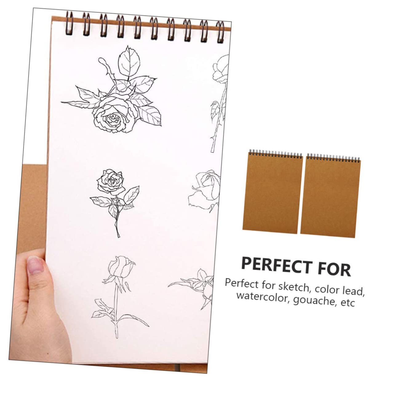 Cahier à Spirale A4 Marron 2 Pièces, Carnet de Croquis