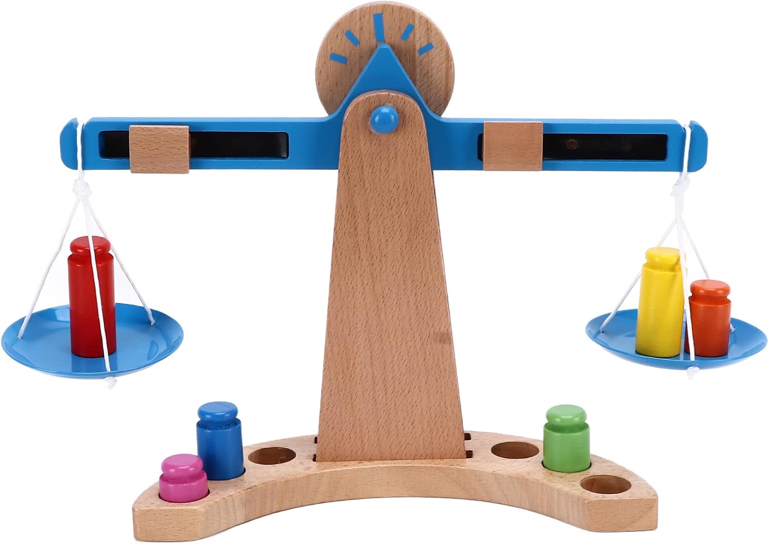 CHICIRIS Juego de Juguete de Balanza de Madera, Juguete Educativo de Balanza de Equilibrio, Juguete de EnseñAnza de MatemáTicas para niñOs