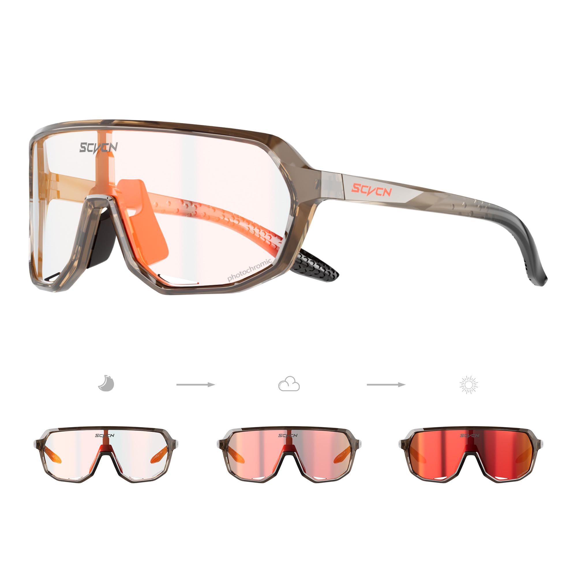 SCVCN Photochromic Cycling Glasses Men Women Clear Sports Sunglasses UV400 Protection for Cycling mtb mountain bike S63