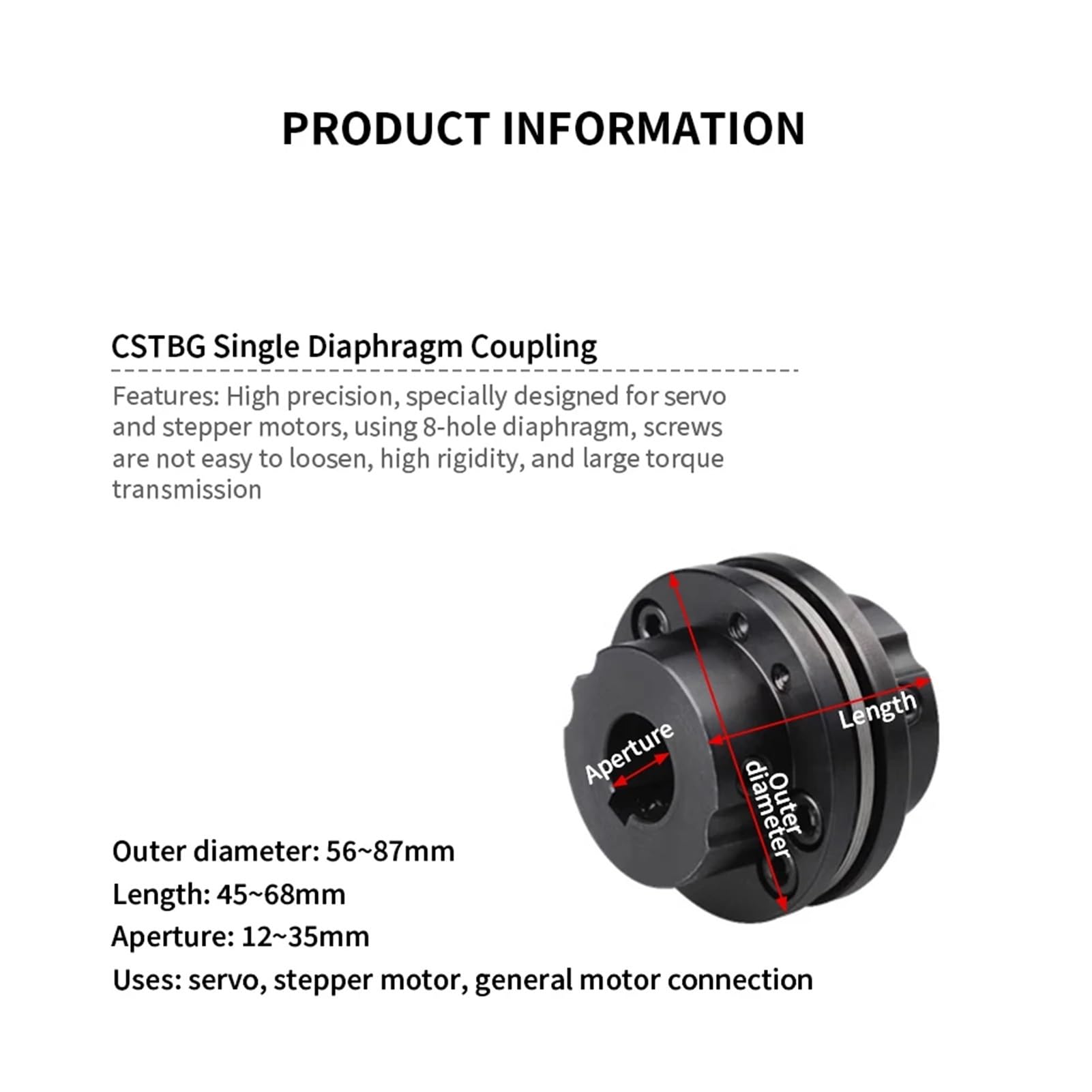 CSTBG-65X54 Membrankupplung flexibel Motorwelle hohes Drehmoment