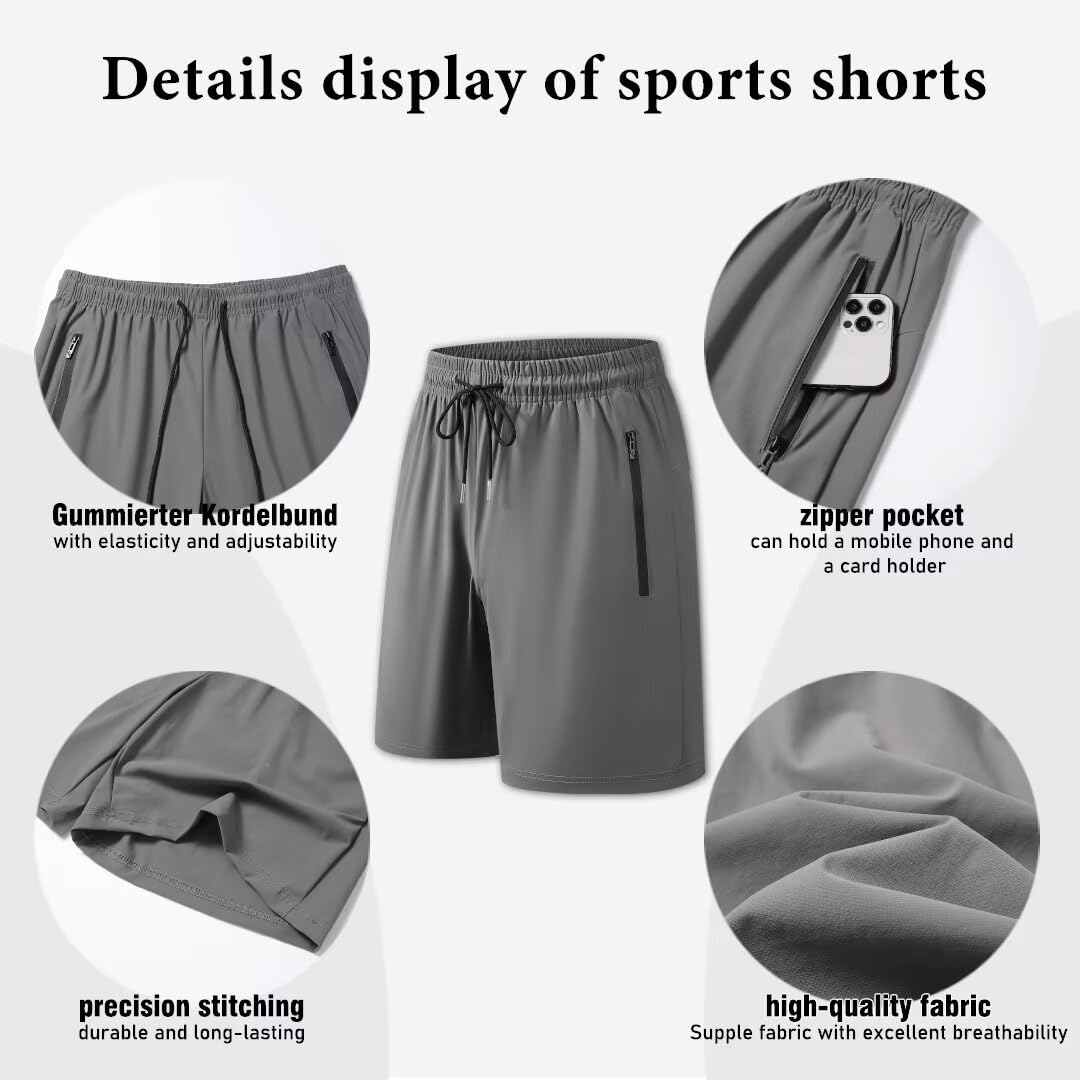shepretty Hombre Deporte con Bolsillos Pantalones Cortos Deportivos de Secado Rápido y Transpirables para Correr Entrenamiento Ropa Shorts Deportiva