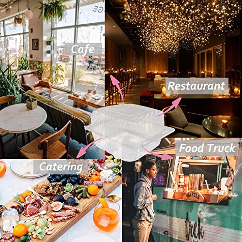 100 Pcs Clear Hinged Plastic Containers,Transparent Square Plastic Takeout Boxes,Disposable Clamshell Food Containers For Hamburger,Sandwiches,Cake,Salads,Pasta,Pastry #TOP6