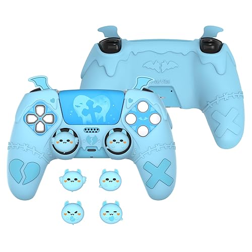 PlayVital Gothic Imp Series Cute Silicone Case for ps5 Controller with 4 Thumb Grips and 6 Stickers, Anti-Slip Silicone Skin Cover, Compatible with