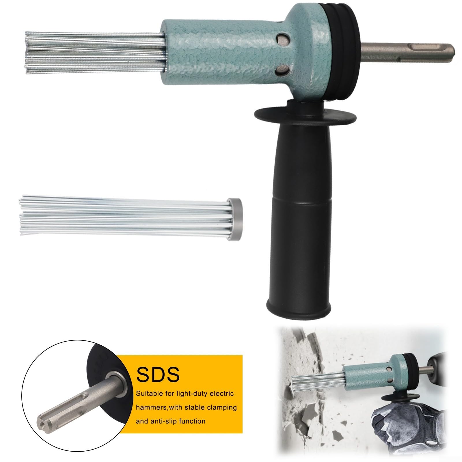 Nadel-Scaler-Adapter mit SDS-Schaft für elektrischen Hammer, entworfen für Rostentfernung und Betonbohren, mit gehärteter Stahllegierung und rutschfestem Klemmmechanismus