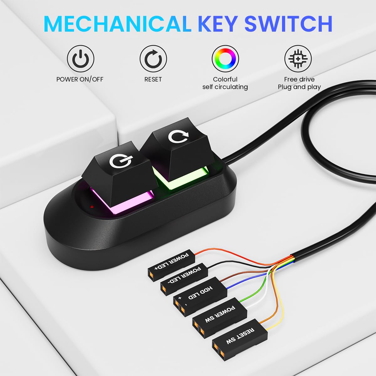 Verilux Desktop PC Power Button, CPU Switch with LED, 2-in-1 Restart — Amazon image 3