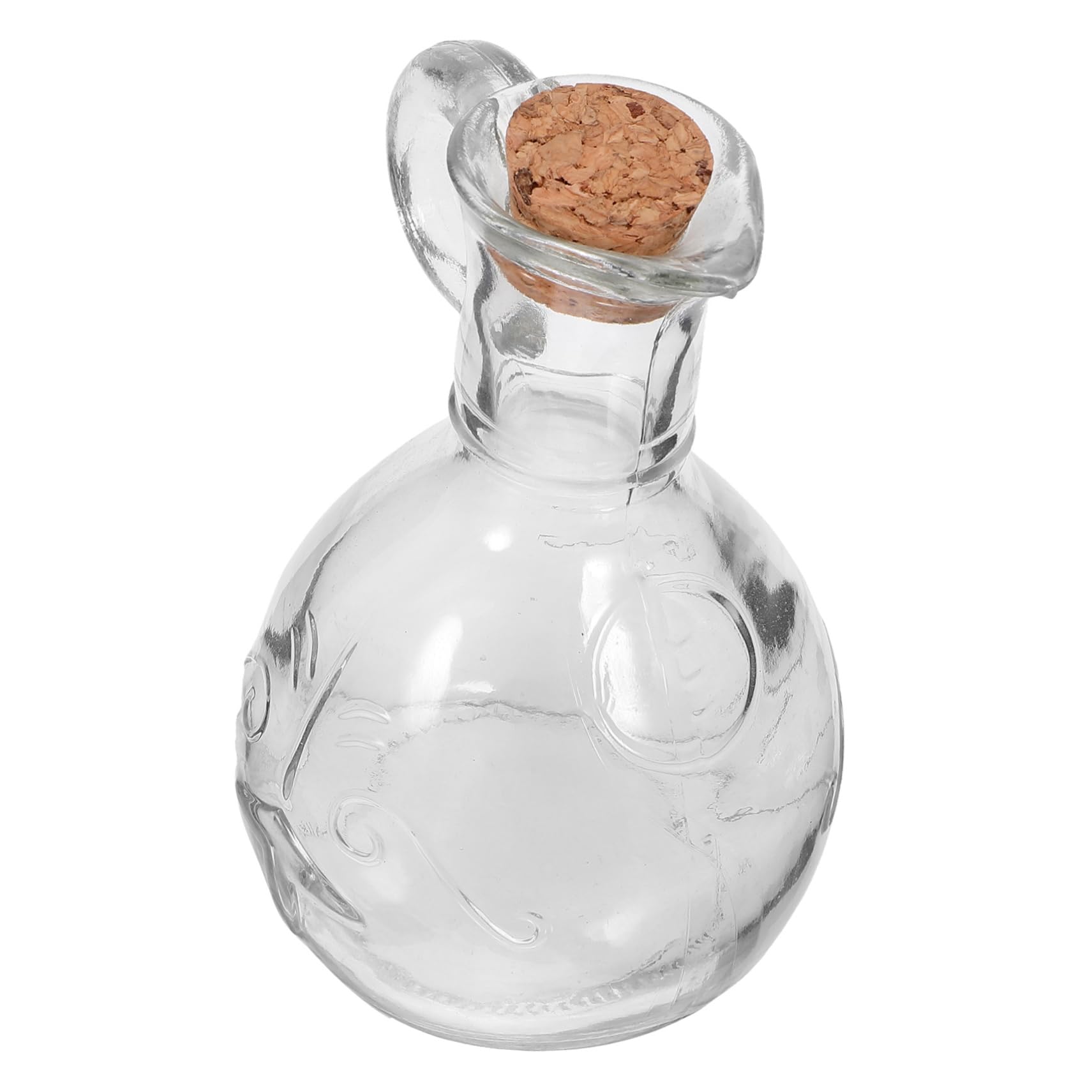 CVHfhjTG oil dispenser, Transparent Glass Oil Bottle with Carved Handle and Wooden Stopper Soy Sauce Dispenser