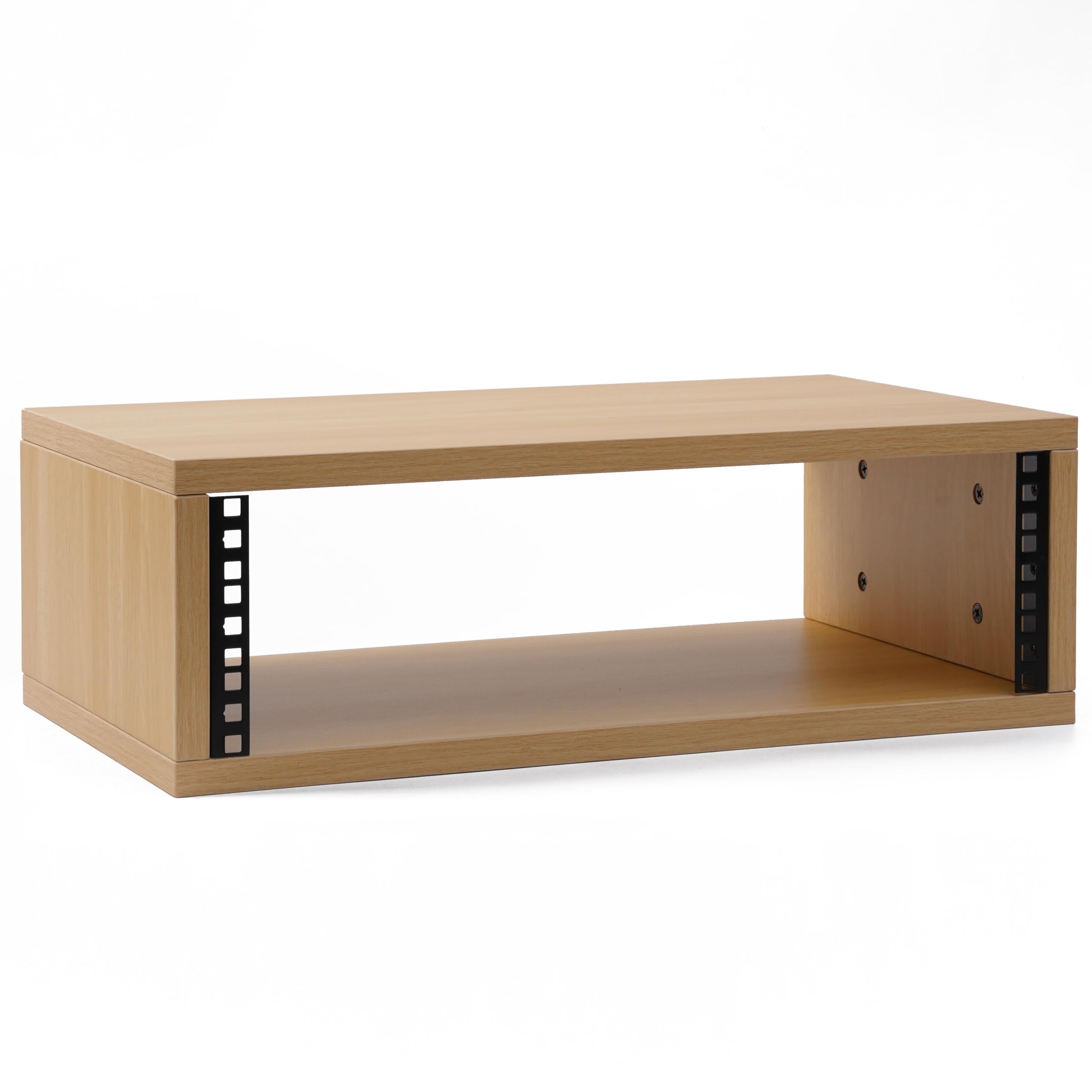 Desktop Studio Rack – 2U/3U/4U Shallow Wooden Stand for Many 19-Inch Rack-Style Audio Devices, Tabletop Mount, Natural or Walnut (Natural Finish, 3U)