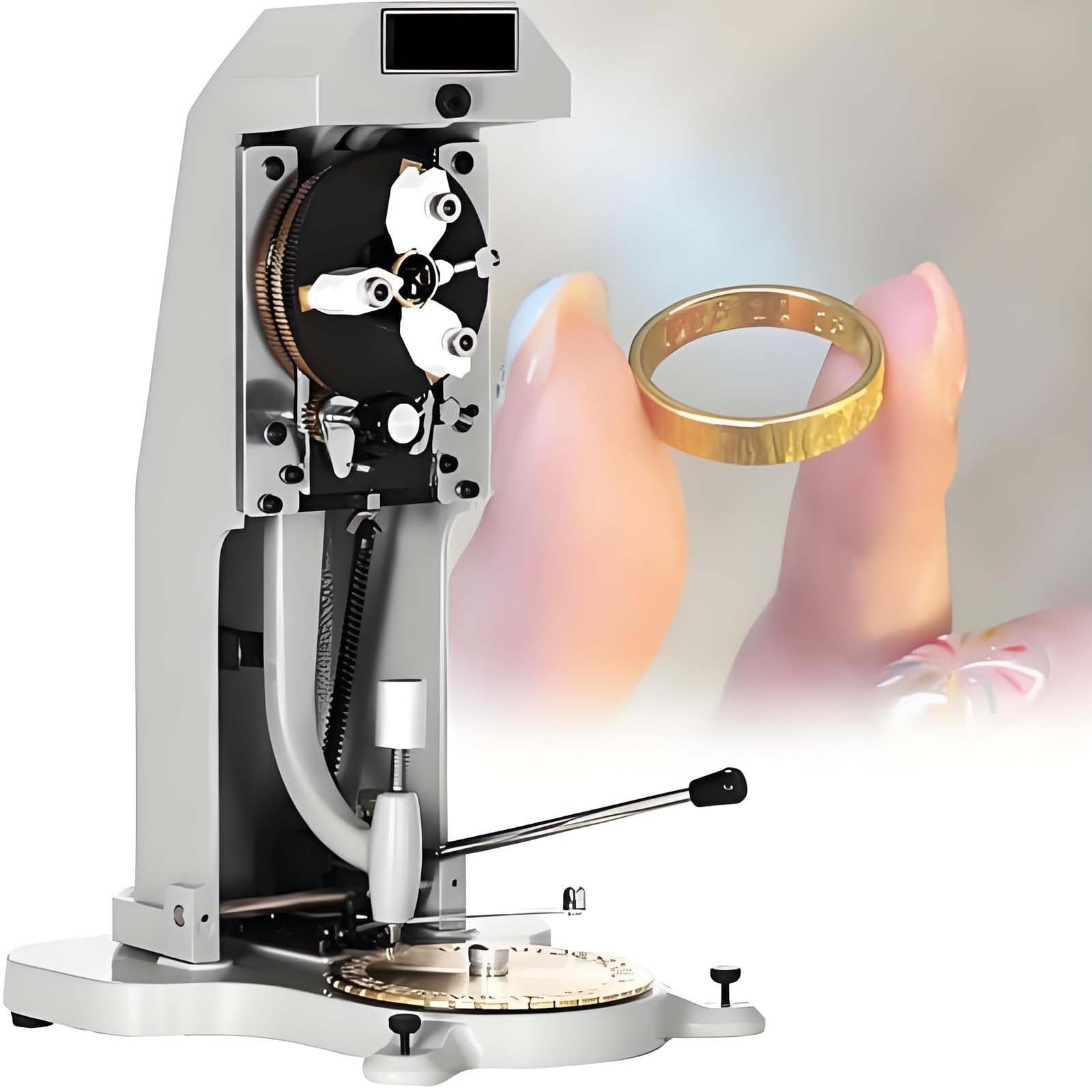 GUTYGIO Inside Ring Engraver Machine with 2 Fonts Dial,Double Sided Ring Engraving Stamp,360° Rotatable Jaws for Precise Positioning,1.5mm-2.0mm Character Letter Block for Gold, Silver & Copper Rings