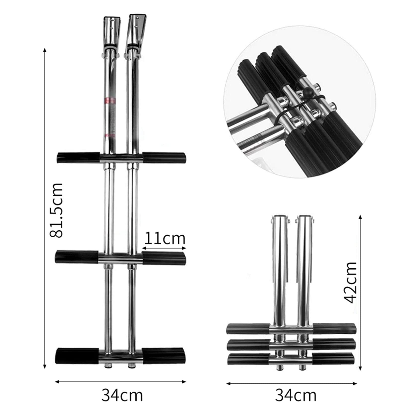 ZALTAS Heavy Duty 3 Steps Boat Marine Dual Vertical Telescoping Tube Tubo in Acciaio Inox Sport Subacqueo Scaletta con Montatura Scala Rimovibile per Barca Marina Yacht PIS 3 Step