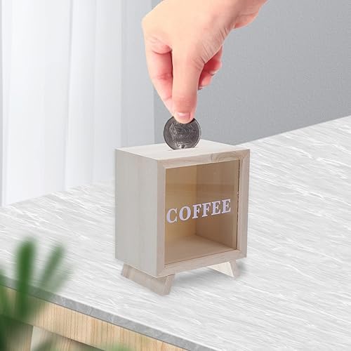 Miniatura 4 de Zerodeko Hucha de madera, marco de madera, caja de sombras, tarro de ahorro de dinero, caja de dinero para viajes, caja de dinero para monedas, caja