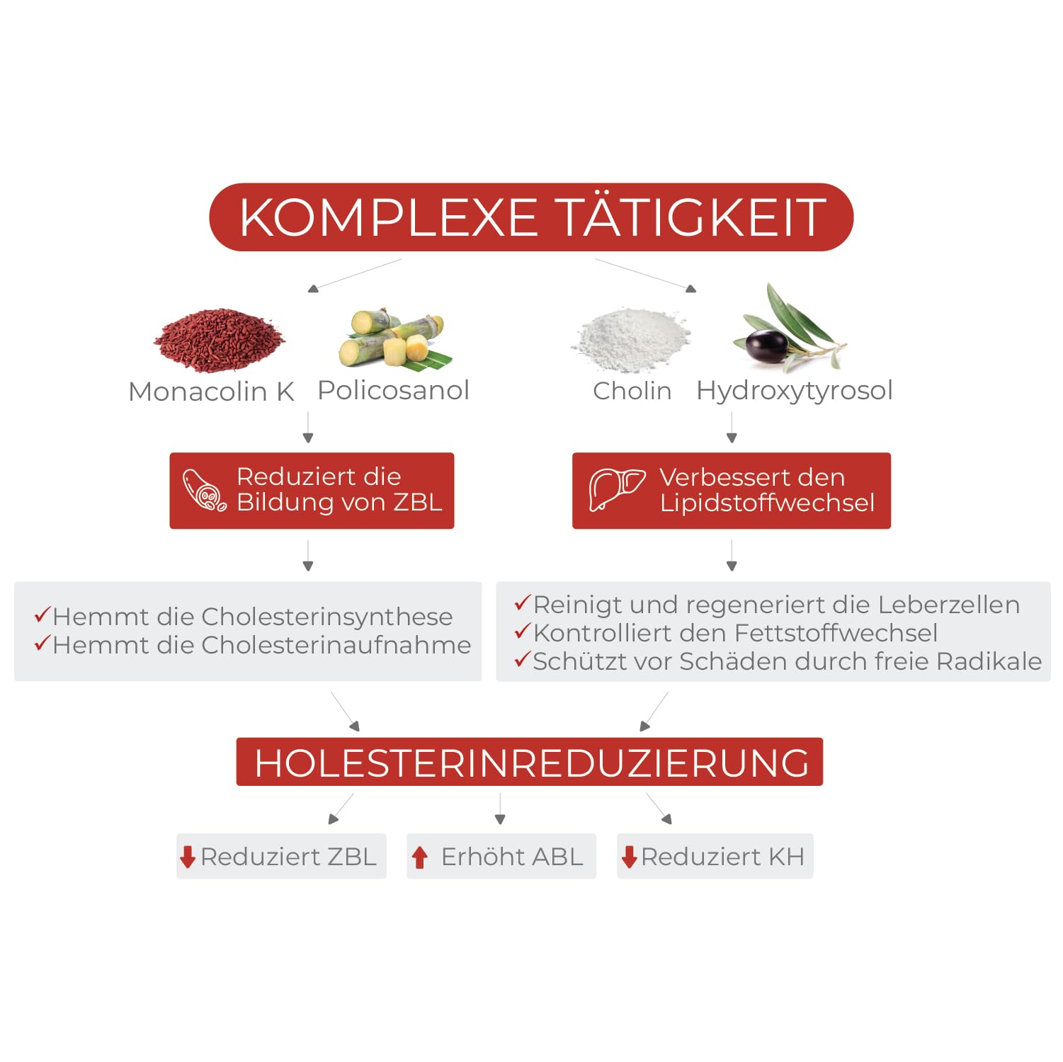 Aterolip Complex Caps Roter Reis Kapseln Cholesterin - 150 Cholesterin Senken Kapseln - Mit Cholin, Monacolin K, Olivenblatt Trockenextrakt, Niacin, Kurkuma, Policosanol und Vitamin B12