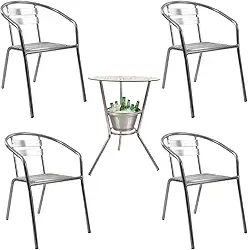 Conjunto Mesa com 4 Cadeiras Alumínio para Área Externa