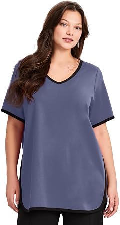 Avenue Womens Plus Size Contrast Top