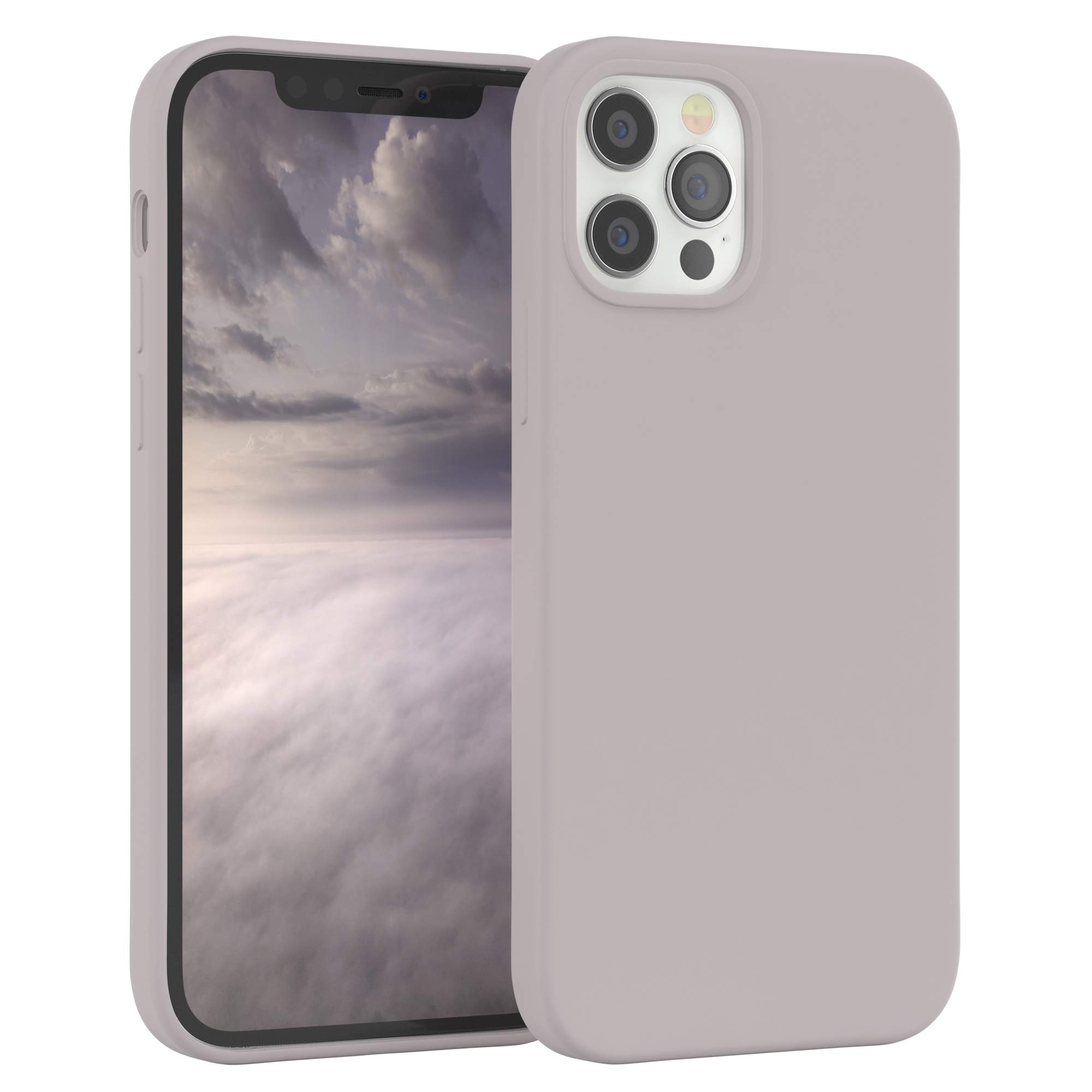 EAZY CASE custodia per cellulare in silicone premium compatibile con iPhone 12 con protezione della fotocamera e rivestimento interno custodia protettiva bumper in Arancione chiaro