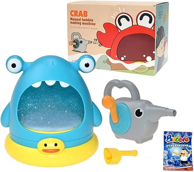 xwin Shark and Crab Foam party Bubble Maker foam Machine, Baby Kids Cute Shark Bath toys Bubble Blowing Toys, Baby Bath Bubble Foam Maker Toy, Swimming Bathtub Toys, Baby Bath Pool Toys