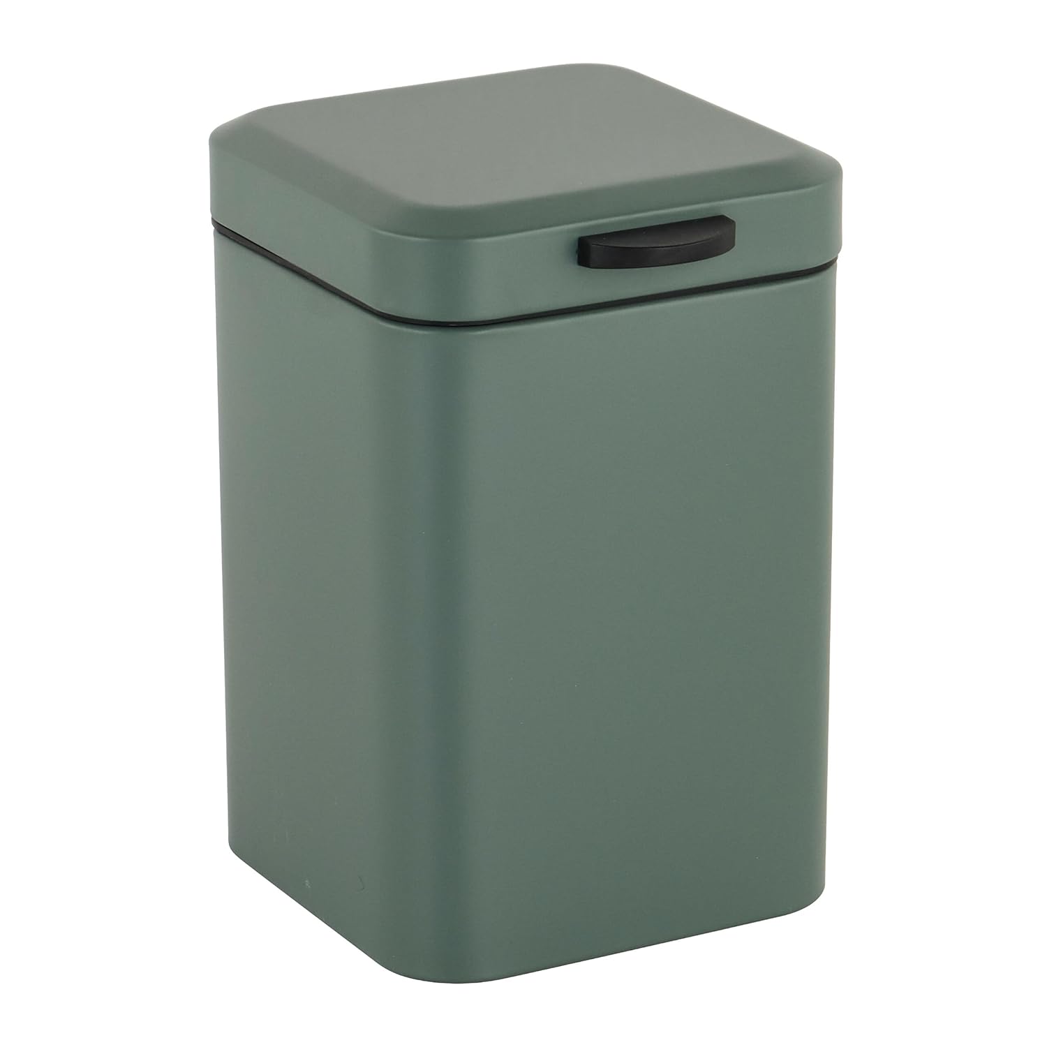 Relaxdays Wall-Mounted Cosmetic Bin, 3 Litres, Soft-Close Mechanism, Removable Inner Bin, Bathroom Bin, Stainless Steel, Dark Green