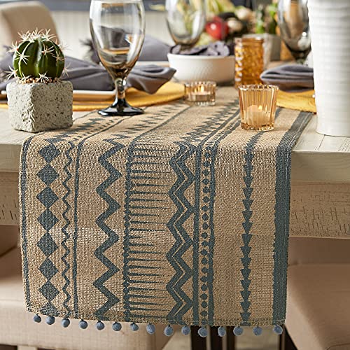 Dii Woven Tabletop Collection Natural Jute, Table Runner, 14X72, Mineral Aztec Print #TOP2